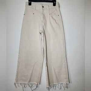 Dear John Off-White Frayed Hem Cropped Pants